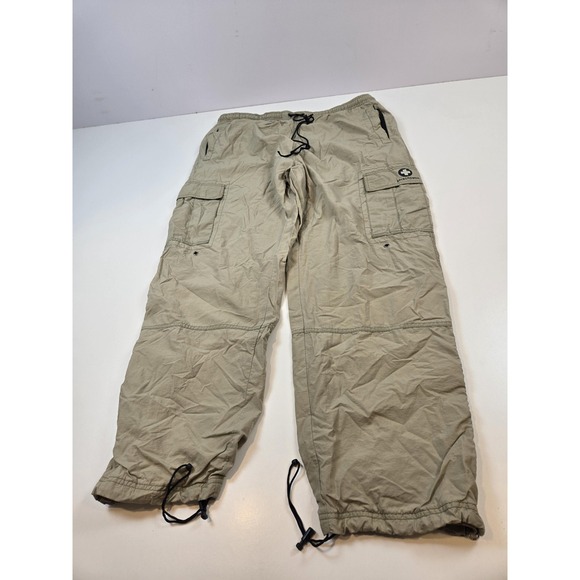 VTG Abercrombie Paratatrooper Pants Mens L Khaki Cargo Lined Baggy Hiking Y2K